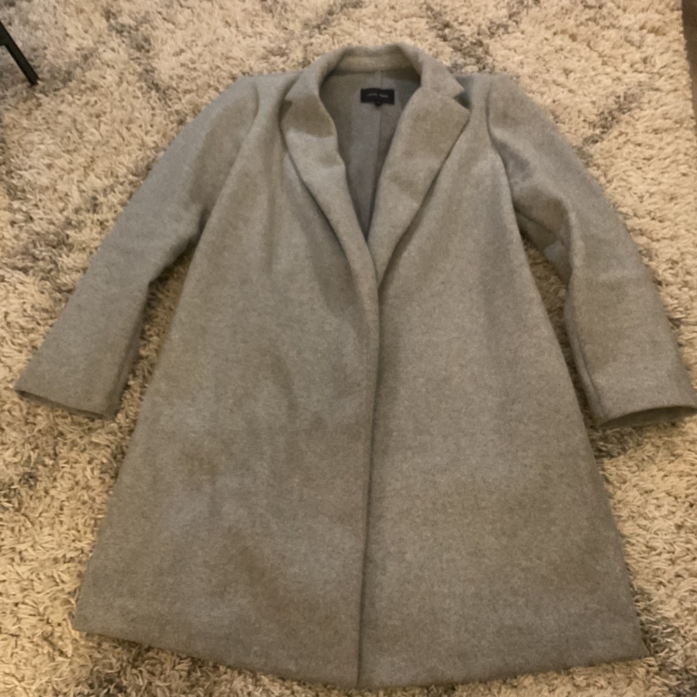 Love Tree Womens Grey Open Front Notched‎ Lapel Overcoat Jacket Size L